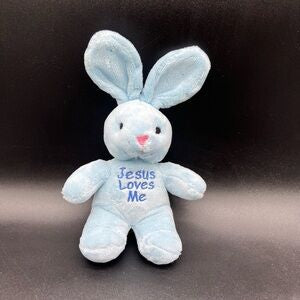 Blue Jesus Loves Me Signing Bunny
