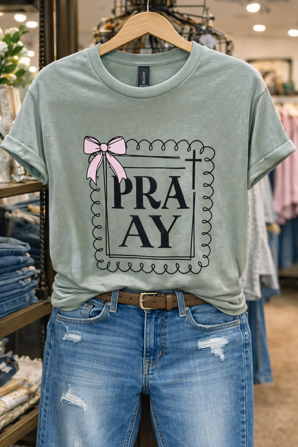 Pray T Shirt w/ Bow
