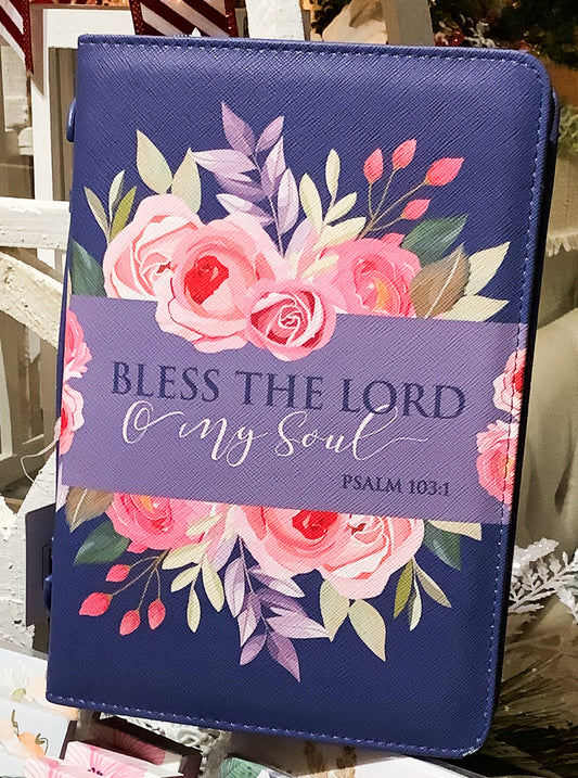 Purple w/ Floral Design Bible Covering XL