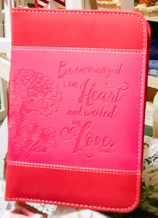 Pink and Red Bible Covering w/ strap XL