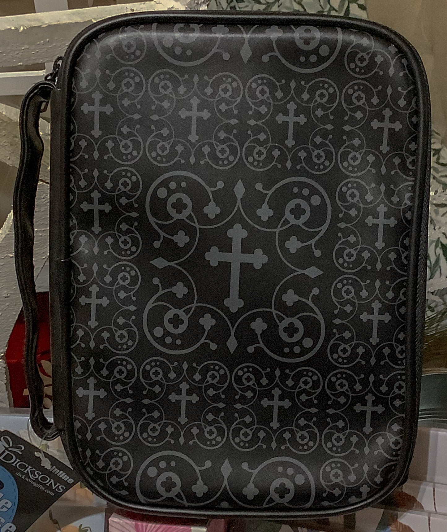 Black Leather bible covering with crosses