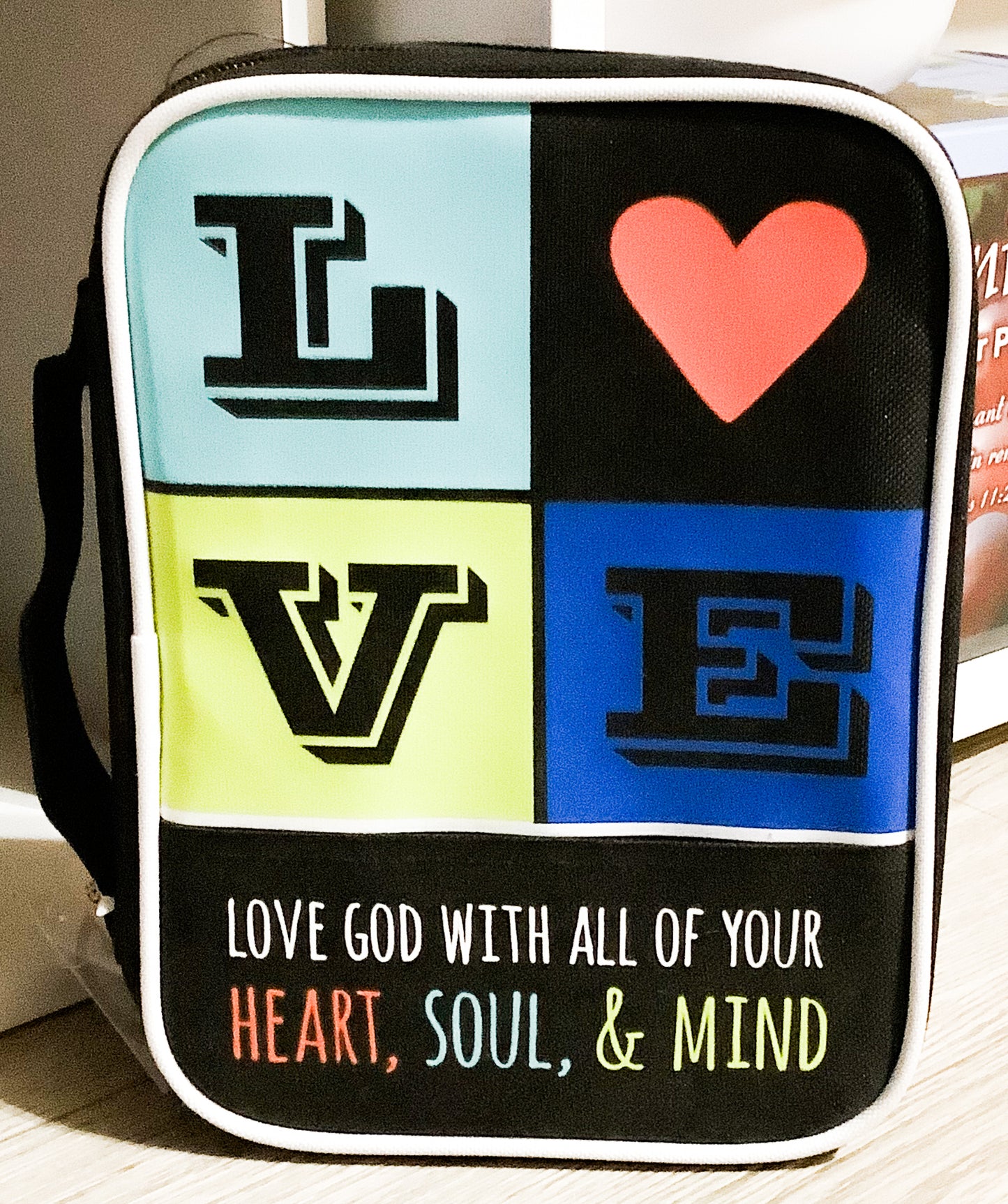 Canvas Love Bible Covering with Strap