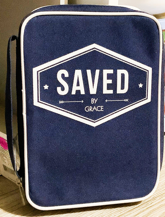 Blue Saved Canvas Bible Covering