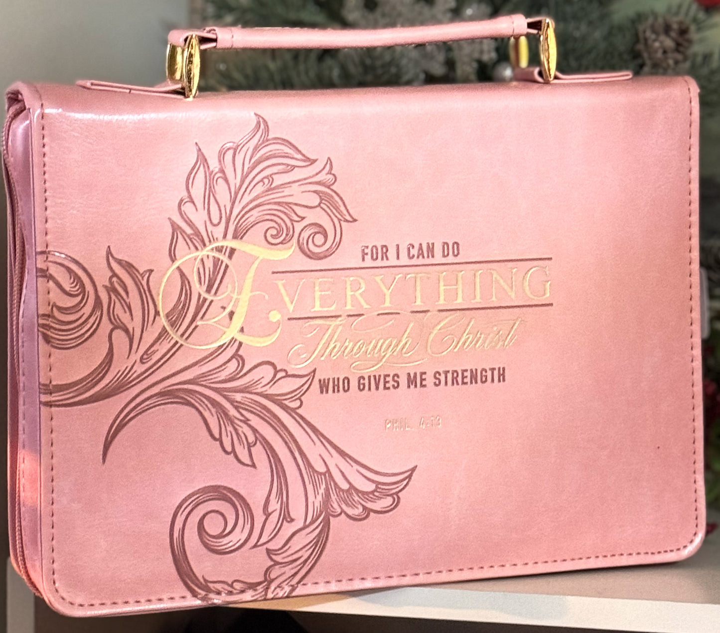Pink Women's Bible Cover With Floral Design (SIZE OPTIONS)